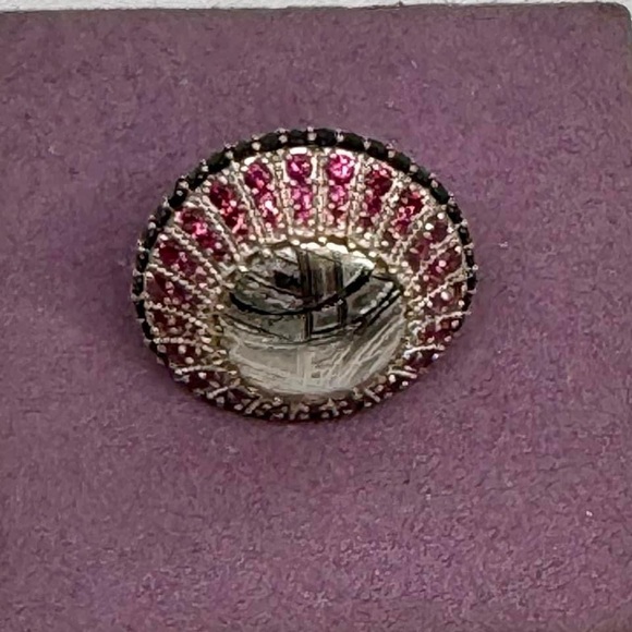 Vintage Sterling Silver Ruby and Black Spinel Ring - Picture 3 of 6